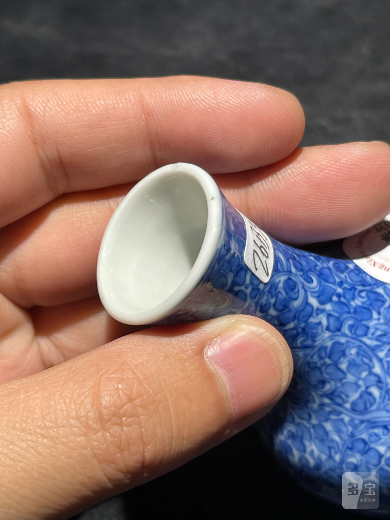 清晚期 青花花卉纹小天球瓶一对 - 图6